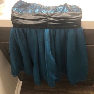 Black and blue prom dress